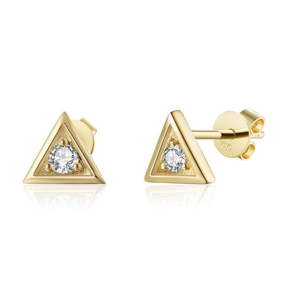 Solitaire Diamond Small Stud Earrings Yellow Gold